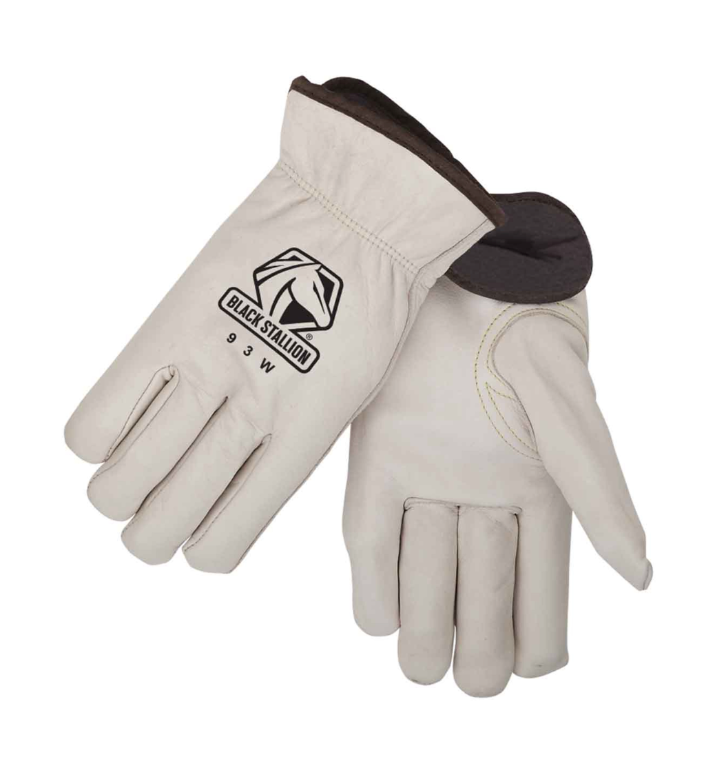 Black Stallion 93W Fleece Insulated Cowhide Winter Drivers Gloves